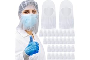 Yahenda 100 Pcs Disposable Hair Nets,Bouffant Hoods, Full Face Beard Hair Net for Food Service Workers, Lab, Cooking