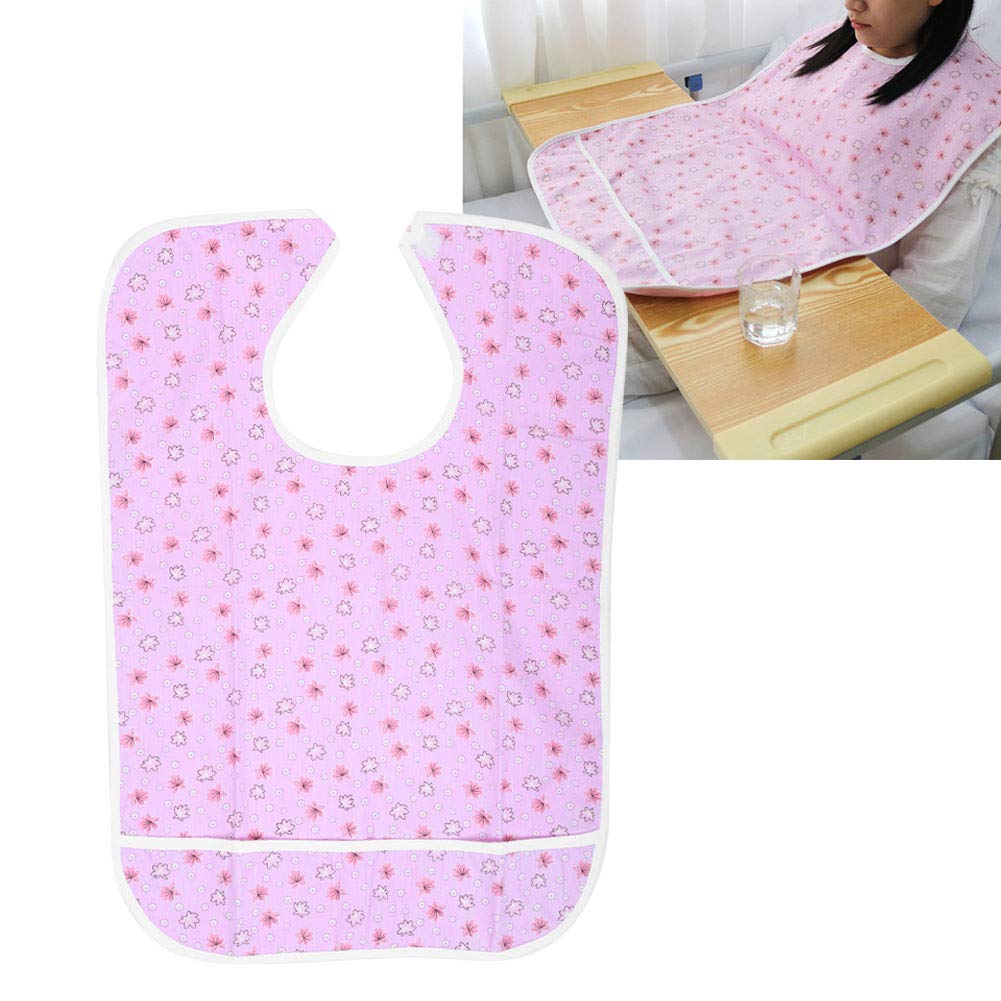 Waterproof Long Adult Bibs, Reusable Washable Stain Resistant Dining Eating Bib Clothing Protector Adult Aid Apron for Seniors Elderly Patient for Mealtime(23 * 15 * 1cm-pink 45 * 65)