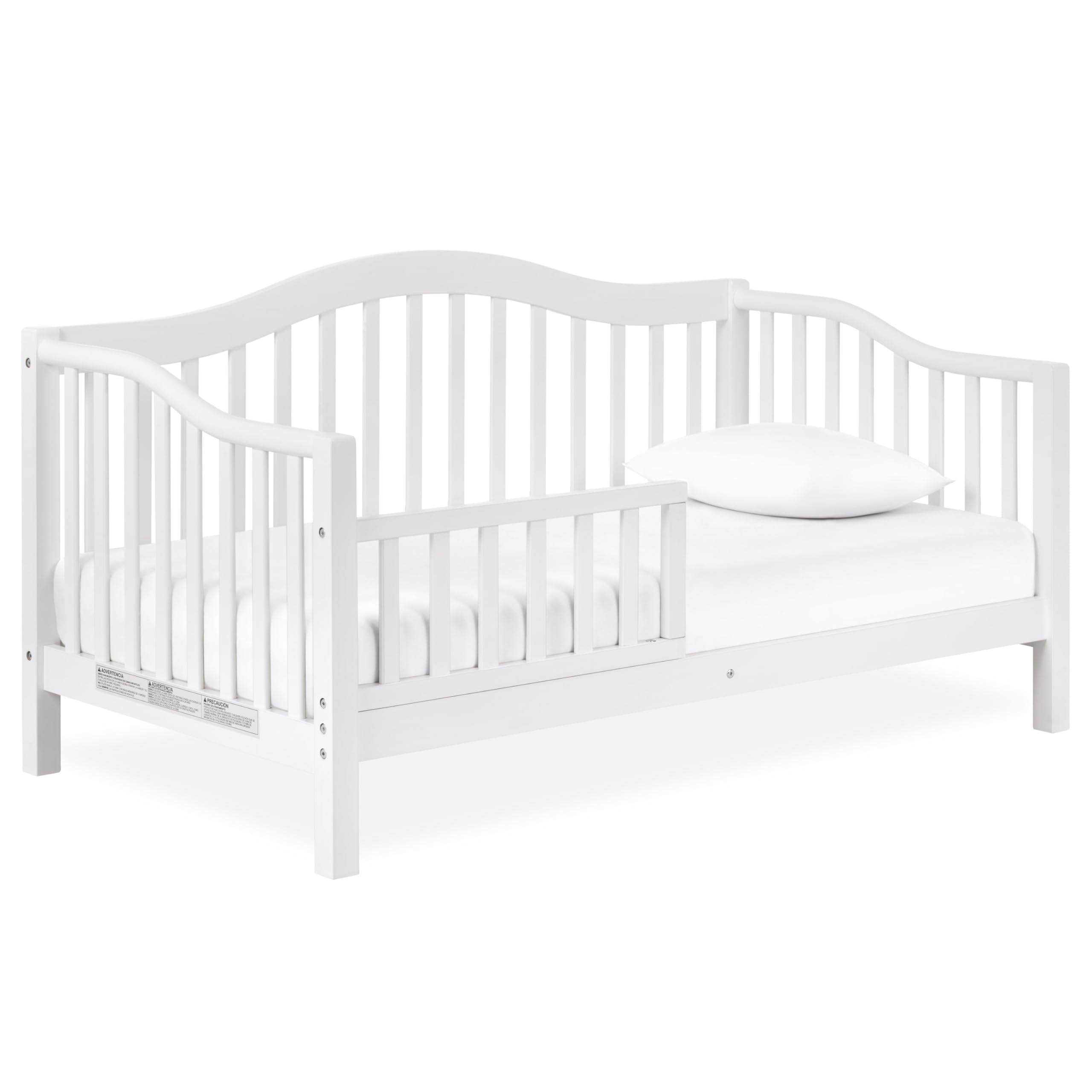 Dream On Me Austin Toddler Day Bed with Rails in White, Low to Floor Toddler Day Bed, Greenguard Gold & Baby Safety Alliance Certified, Non-Toxic Finishes, Side Safety Guard Rail Image