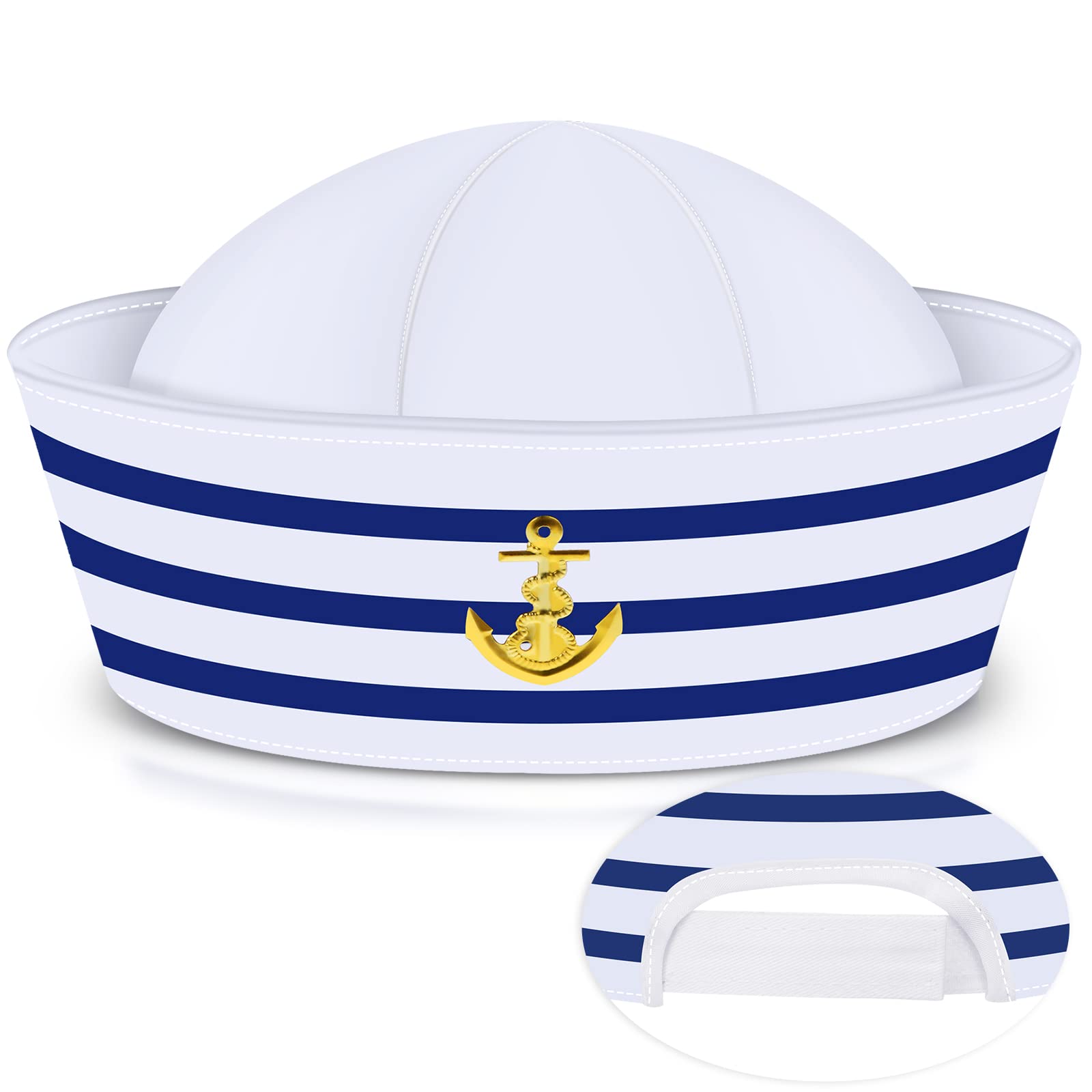 Sailor Hat Navy Yacht Blue Captain Hat with White Sail Hat for Costume Accessory Adult Baby Women Kid (Adjustable Style)