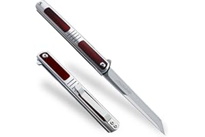 ohmonlyhoo Pocket Knife for Men, 3.5 inch Folding Knife with Pocket Clip,Rosewood Handle Tanto Knife, Great Gift For Men and Women