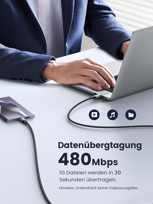 USB C Kabel 100W Ladekabel USB-C PD 3.0 Schnellladekabel