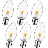 MYEMITTING Night Light Bulb – C7 E12 LED Bulbs – Candelabra, 0.6 Watt Equivalent 7W Incandescent Bulb, Warm White 2700K, Window Candles & Chandeliers Replacement Bulb, 6 Pack