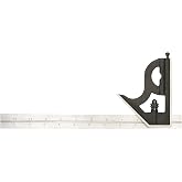 Starrett Steel Combination Square with Square Head, 12" Blade Length | Cast Iron Heads, Reversible Lock Bolt, Scriber, Spirit Level, 4R Graduation Type, 11H-12-4R