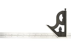 Starrett Steel Combination Square with Square Head - 12" Blade Length, Cast Iron Heads, Reversible Lock Bolt, Scriber, Spirit Level, 4R Graduation Type - 11H-12-4R