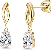 Gem Stone King Infinity Dangle Earrings For Women | 10K Yellow Gold | 8X5MM Pear Shape Gemstone Birthstone | Gold Earrings For Women | Fine Jewelry Gifts for Her Mom Women Wife