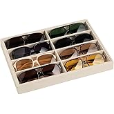 Frebeauty Sunglass Organizer,Velvet Glasses Organizer,8-Slot Sunglasses Tray for Drawer, Men's/Women's Sunglasses Box, Glasses Holder for Watch Stackable Eyeglass/Eyewear Display Tray(Beige)