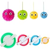 Pom Pom Maker, 4 Sizes Pompom Maker Tool Set for Fluff Ball Weave DIY Wool Yarn Knitting Craft Project for Adult - RRigo