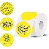 starboling Thermal Labels,2 Inch Yellow Round Thermal Printer Stickers,Self-Adhesive Round Direct Thermal Labels,Thermal Stickers for DIY Logo Design,Name Tag (500/Roll）
