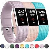 GEAK For Fitbit Charge 2 Bands 3-Pack, Classic Replacement Bands for Fitbit Charge 2, Small Lavender Teal Pink