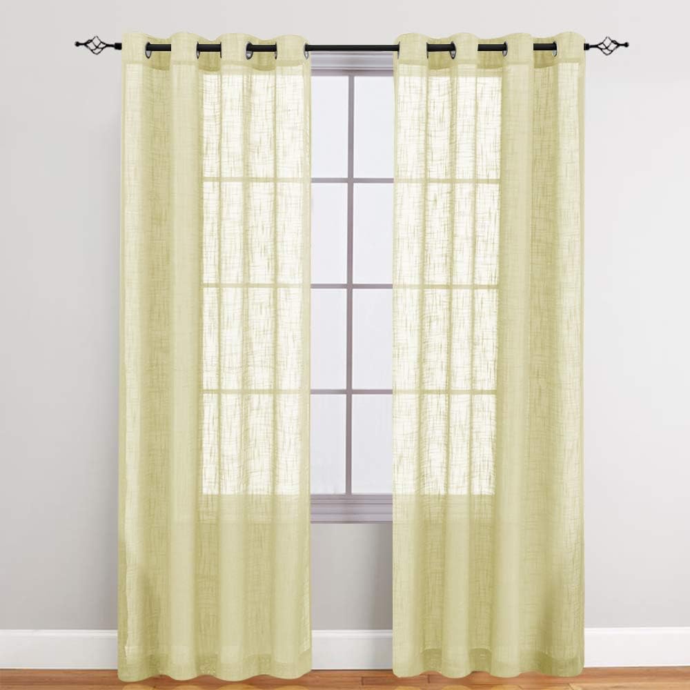 Amazon Com Linen Like Sheer Curtains For Living Room Open Weave