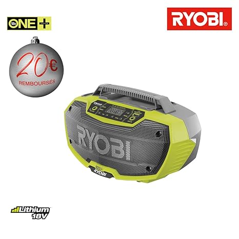 18V STEREO-RADIO MIT BLUETOOTH, OHNE BATTERIE | Ryobi | EINS + | MODELL R18RH-0 | VON ZWEI LAUTSPRECHERN | MIT USB-PORT
