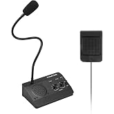 LiwCho Dual-Way Window Intercom,Window Speaker System,Anti-Interference Intercommunication Microphone.for Business,Bank,Office,Hospital,Counter,Store,Station,School,Ticket Window (Black)