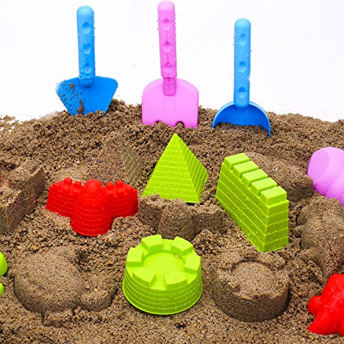 image for Young Choi's Kids Beach Sand Toy Mold Set with Reusable Backpack, Gree