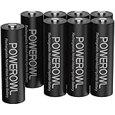 POWEROWL Rechargeable AA Batteries,2800mAh High Capacity Batteries 1.2V NiMH Low Self Discharge Pack of 8