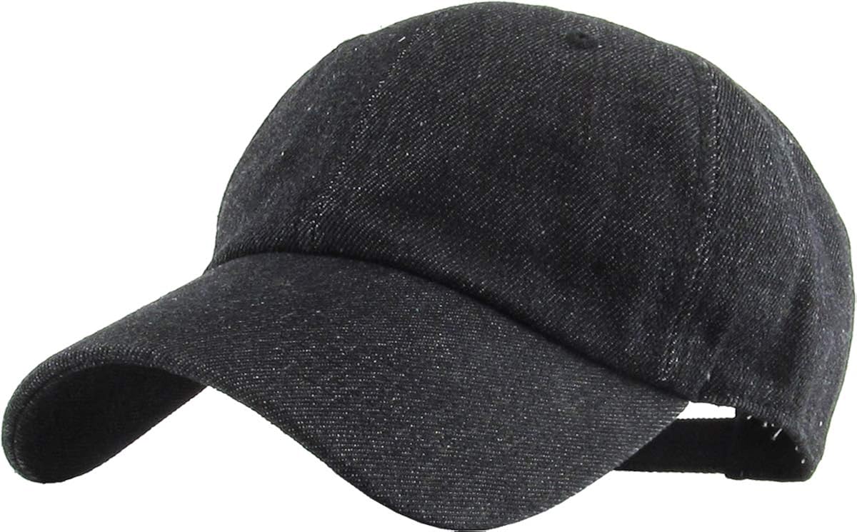 KB-Low BLK Classic Cotton Dad Hat Adjustable Plain Cap. Polo Style Low Profile (Unstructured) (Classic) Black Adjustable: Clothing