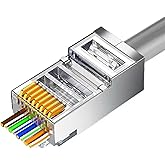 ZOERAX 50-Pack RJ45 Cat6 Pass Through Connector Shielded | RJ45 Modular Plugs, for Solid or Stranded FTP/STP Ethernet Cable