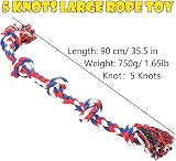 Speedy Panther Indestructible Dog Rope Toy 90cm 5 Knots Large Aggressive Chewers view 3