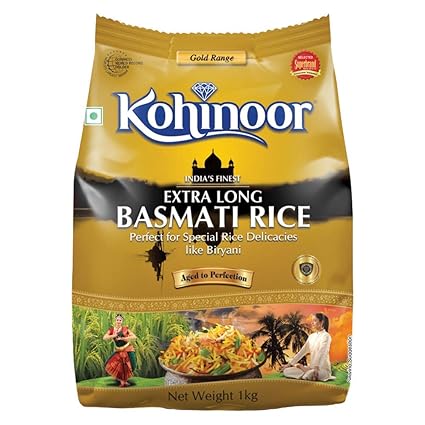 Kohinoor Gold India's Finest Extra Long Authentic Basmati Rice, 1 Kg Pack