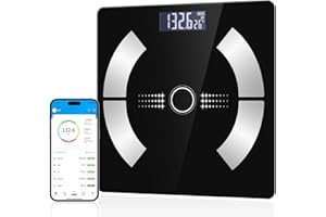 OOYY Digital Simple and Practical Body Fat Scale with Led Display, Bathroom Scale with Smartphone App (Black)