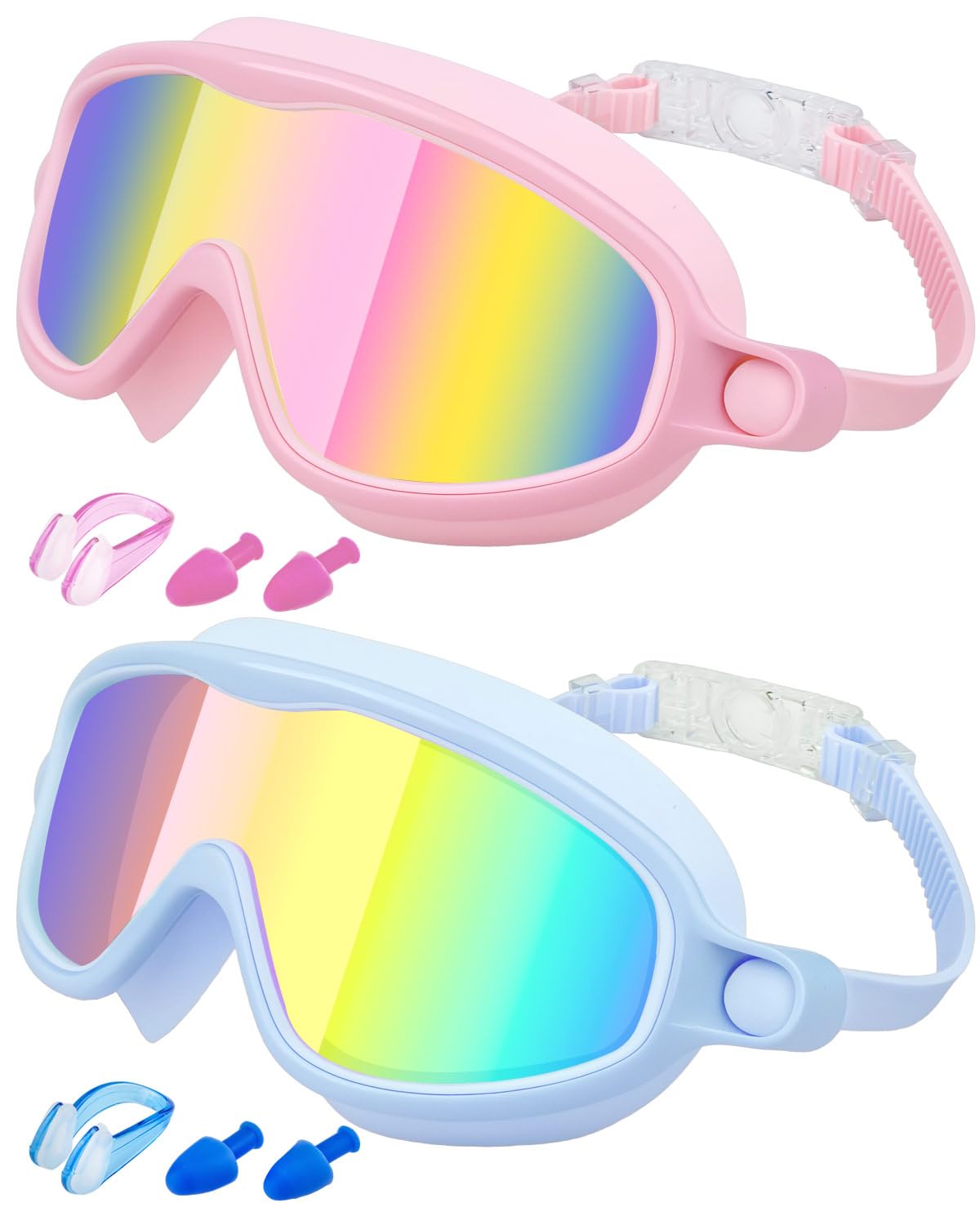 Photo 1 of Rantizon Kids Swimming Goggles 2 Pack, Anti Fog&UV Kids Goggles for Boys Girls, No Leak Wide View Swim Goggles for Child 3-14