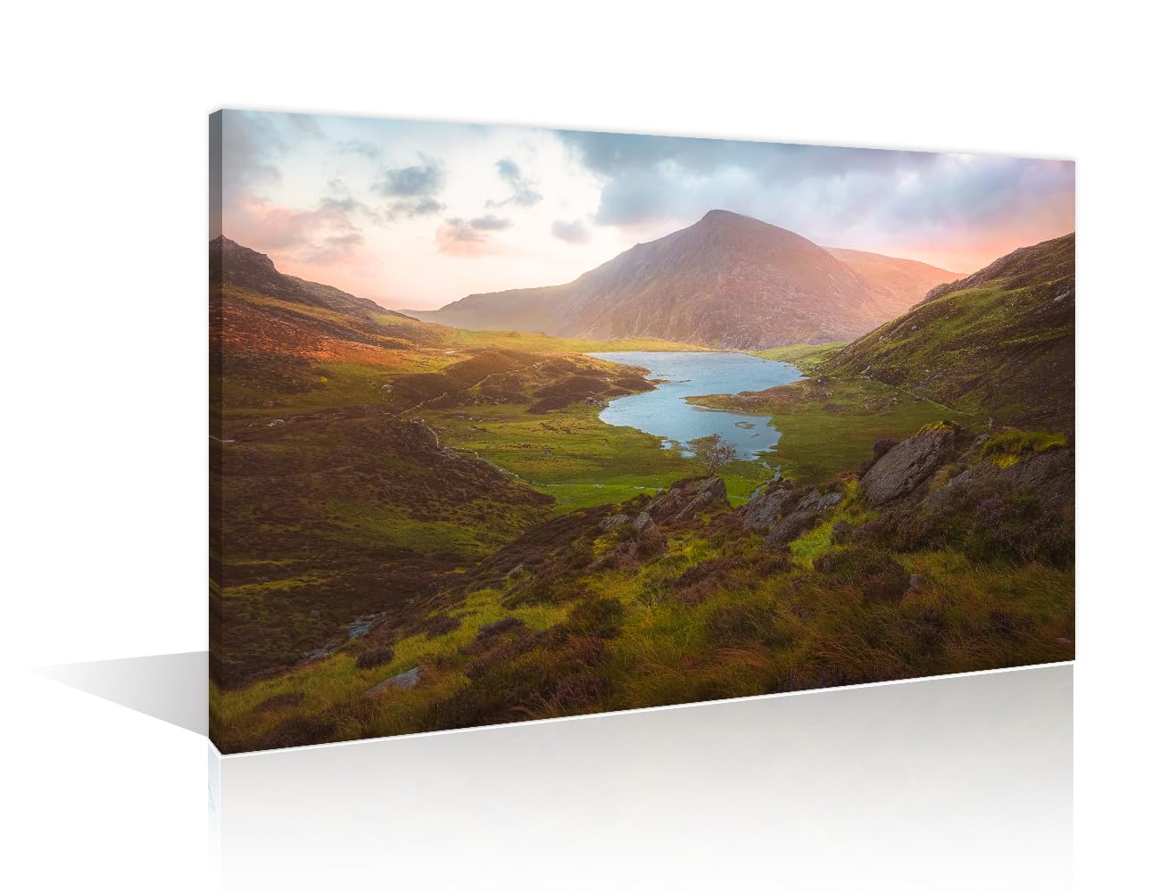 TISHIRON North Wales Canvas Paintings Bedroom Canvas Wall Art 1 Panel Snowdonia National Park Posters and Prints Gyderau Mountains Pictures Modern Home Decor Framed Ready to Hang (16''Wx 24''H)