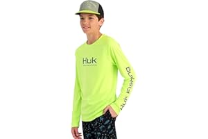 HUK Boys Pursuit Solid Long Sleeve Shirt, Fishing Shirt for Kids
