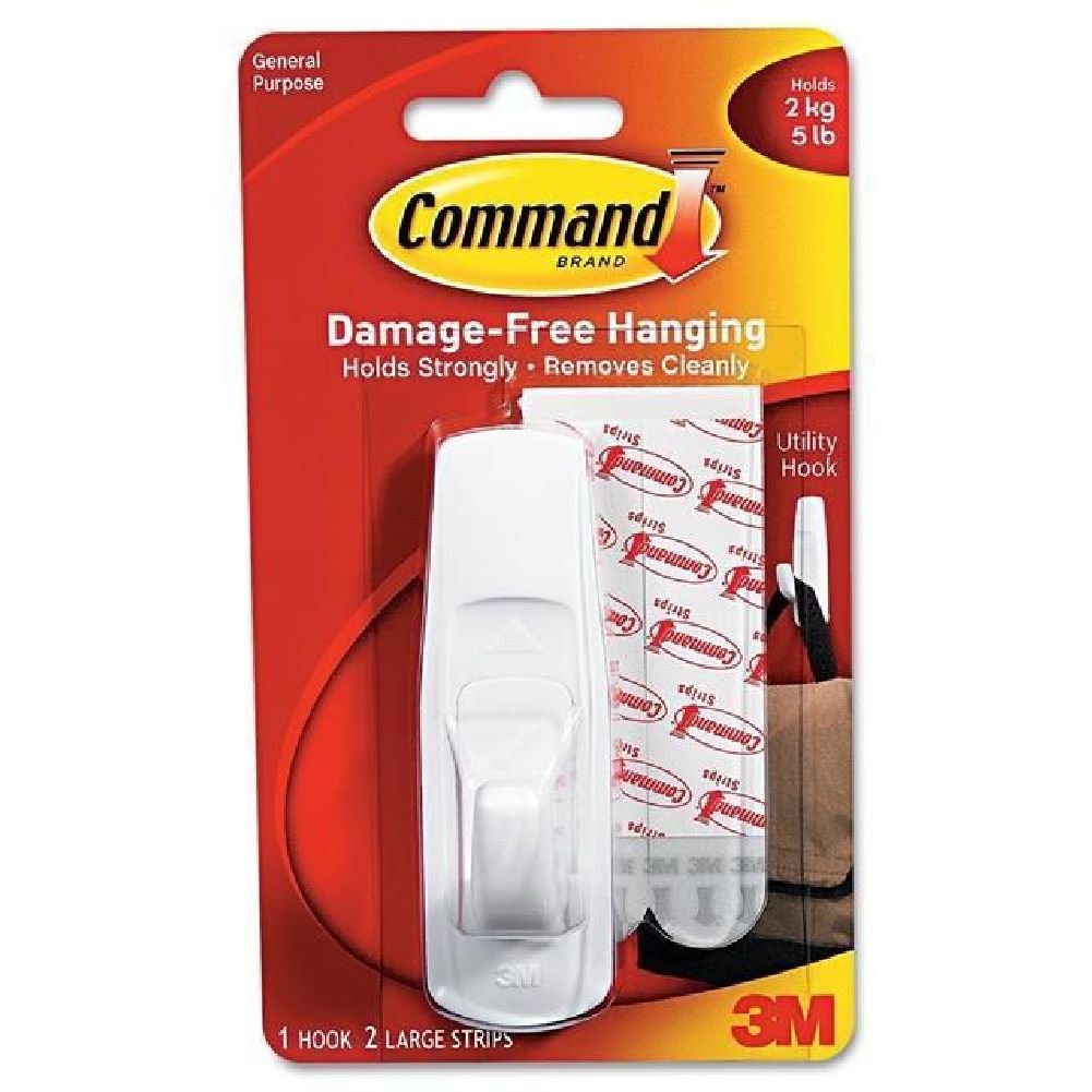 3M Large Hanging Hook Plastic Stick on Hook 17003 Utensil Utility Hange