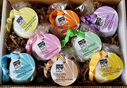 8 Handmade Fizzy Bath Bomb Variety Pack with Hair Ties, 8 Assorted Bath Fizzies, Bath Bomb Variety Pack with 8 Bath Bombs and 8 Hair Ties, Vegan, Cruelty-Free, No Glitter, Phthalate & Paraben-Free