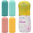 4 Pack Silicone Bottle Covers, Travel Essentials for Women Men, Travel Size Toiletries, Cruise Ship Essentials, Accessories Luggage, Travel Must Haves, Elastic Sleeves for Leak Proofing