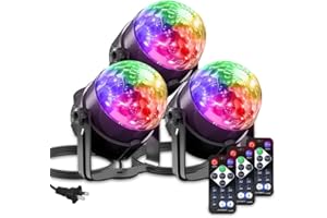 Yiixuyo - 3-Pack Sound Activated Party Lights with Remote Control Dj Lighting, Disco Ball Light Projected Effect Dancing Lights, Strobe Lamp for Parties Supplies Birthday Christmas Bar KTV Decorations