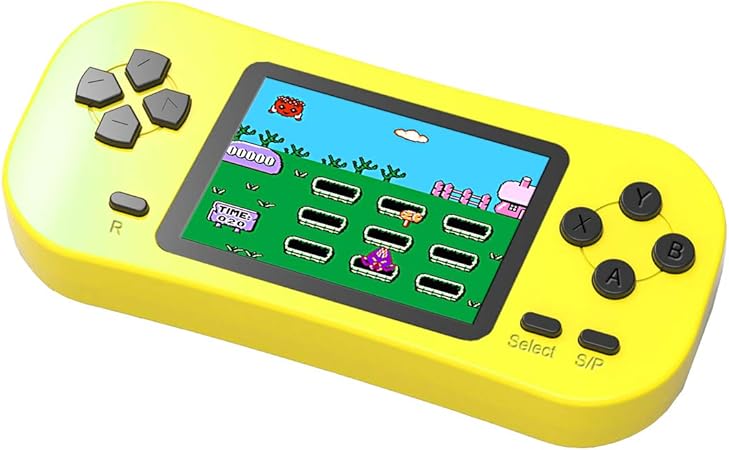 Amazon Zhishsn 子供用ゲーム機 内蔵218ゲーム クラシックレトロビデオゲーム 子供の誕生日 クリスマスプレゼントに適合 イエロー 携帯ゲーム おもちゃ