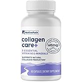 NativePath Collagen Care+, 5 Vitamin Blend with Hyaluronic Acid and Boron That Supports Collagen for Men and Women, 60 Capsules