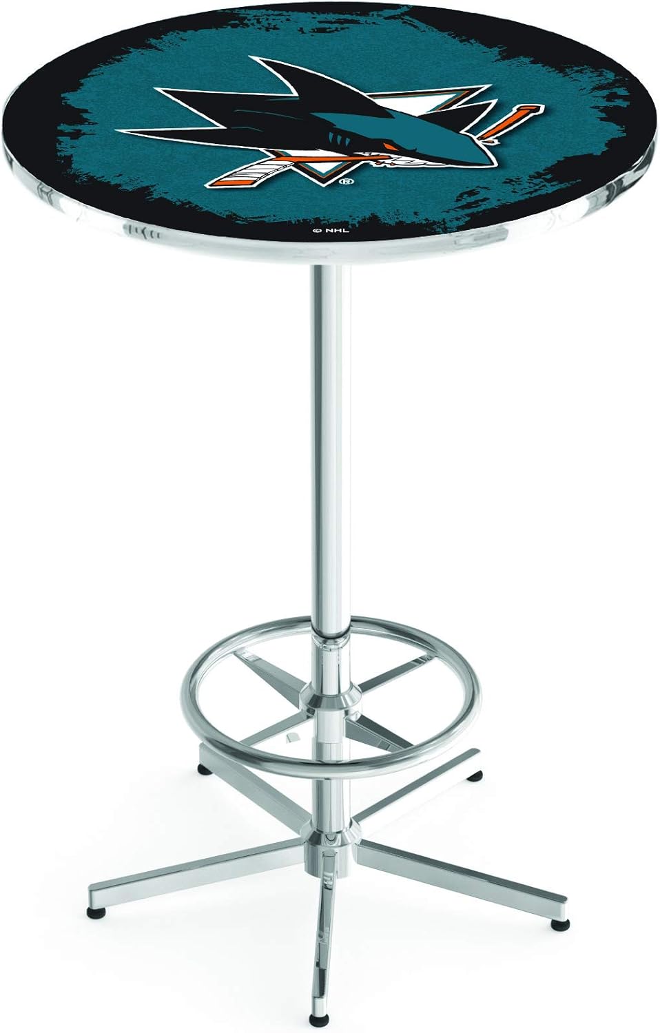 Holland Bar Stool Co. L216-42" Chrome San Jose Sharks Pub Table with 36" Dia. top