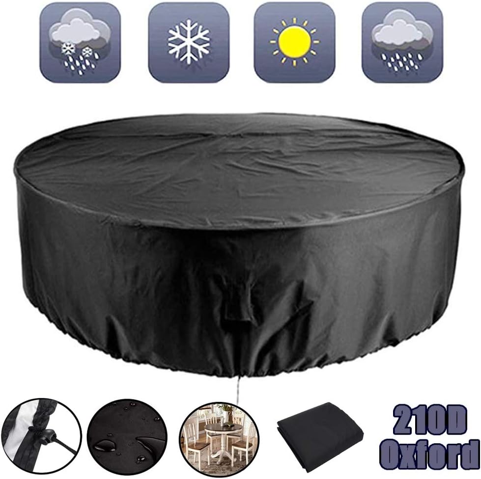 Funda Mesa Terraza Impermeable, Redondo Cubierta De Muebles Jardín