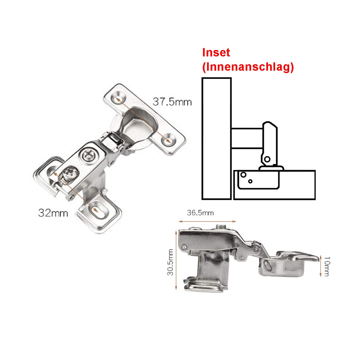 LOOTICH 90 Grad Innenanschlag 26mm Soft Close Hydraulisch Kompaktes