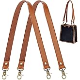 PH PandaHall 2 pcs 22 Inch Brown Leather Replacement Handles Purses Straps Handbags Shoulder Bag Strap with Antique Bronze Swivel Lobster Buckles