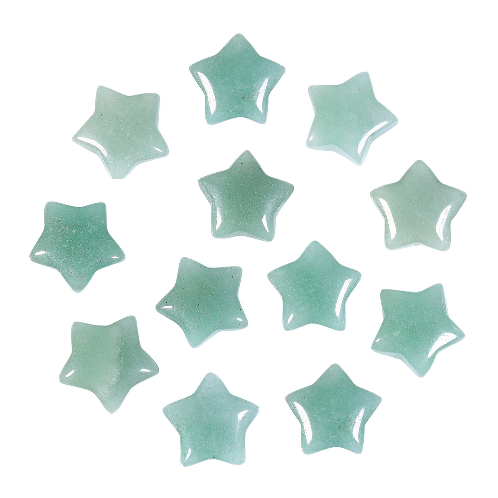Nupuyai 12pcs Green Aventurine Mini Crystals Star Palm Worry Stone Set, Energy Carved Pocket Stone for Chakra Healing Home Office Decor 1.5cm — image 1