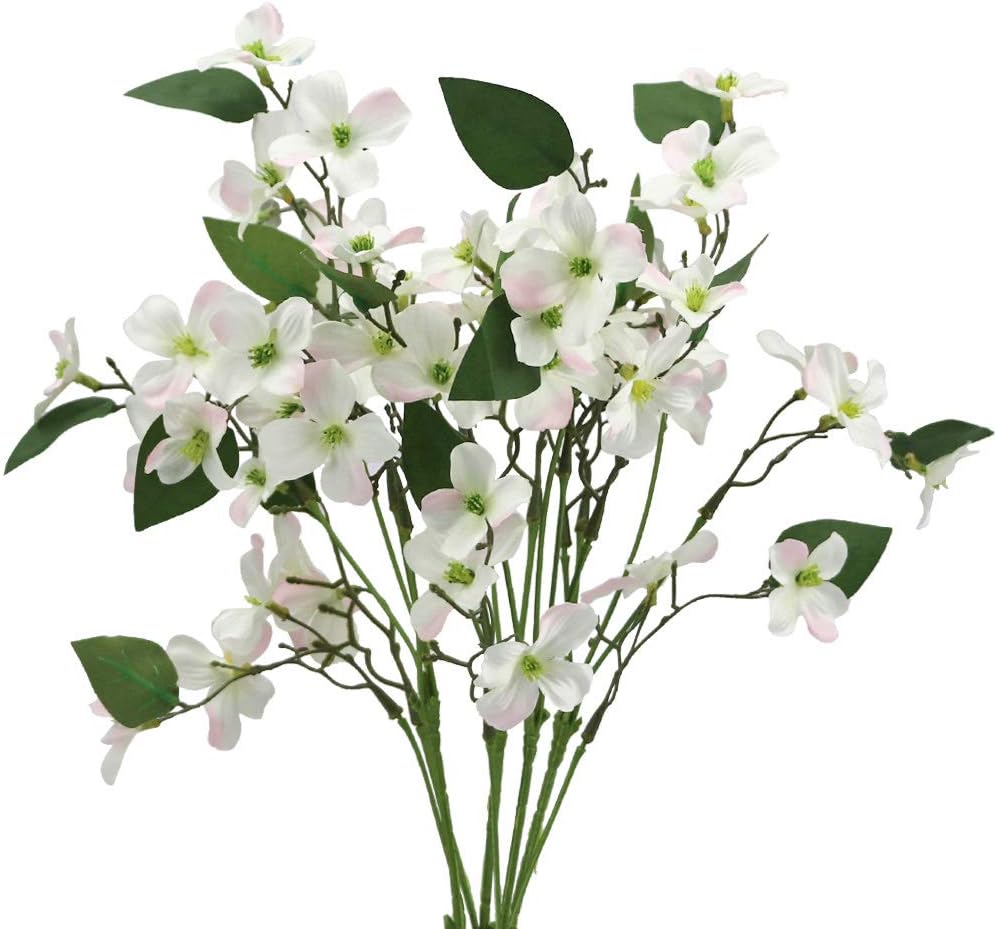 LSME 4 Pcs Artificial Dogwood Flower Silk White for Wedding