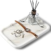 Koville Marble Tray, 12"x8" Marble Vanity Tray for Countertop Bathroom Kitchen Dresser, Decorative Catchall Trays for Perfume Jewelry, Rectangular Stone Serving Tray(Oriental Calacatta