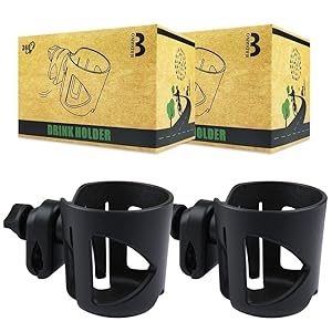 Pack of 2 Universal Drink Holders for Bikes and Strollers, Cup Holders for Trolleys and Wheelchairs with 360-degree Rotation