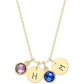 EVE'S ADDICTION Custom Multi Hand Stamped Mini Round Initial Necklace - Gifts for Mom