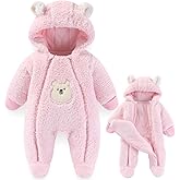 Fairy Baby Newborn Baby Winter Snowsuit Bear Thick Romper Footie Double Zip Hooded Jumpsuit Fleece Coat Infant Boy Girl 0-12M