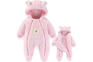 Fairy Baby Newborn Baby Winter Snowsuit Bear Thick Romper Footie Double Zip Hooded Jumpsuit Fleece Coat Infant Boy Girl 0-12M