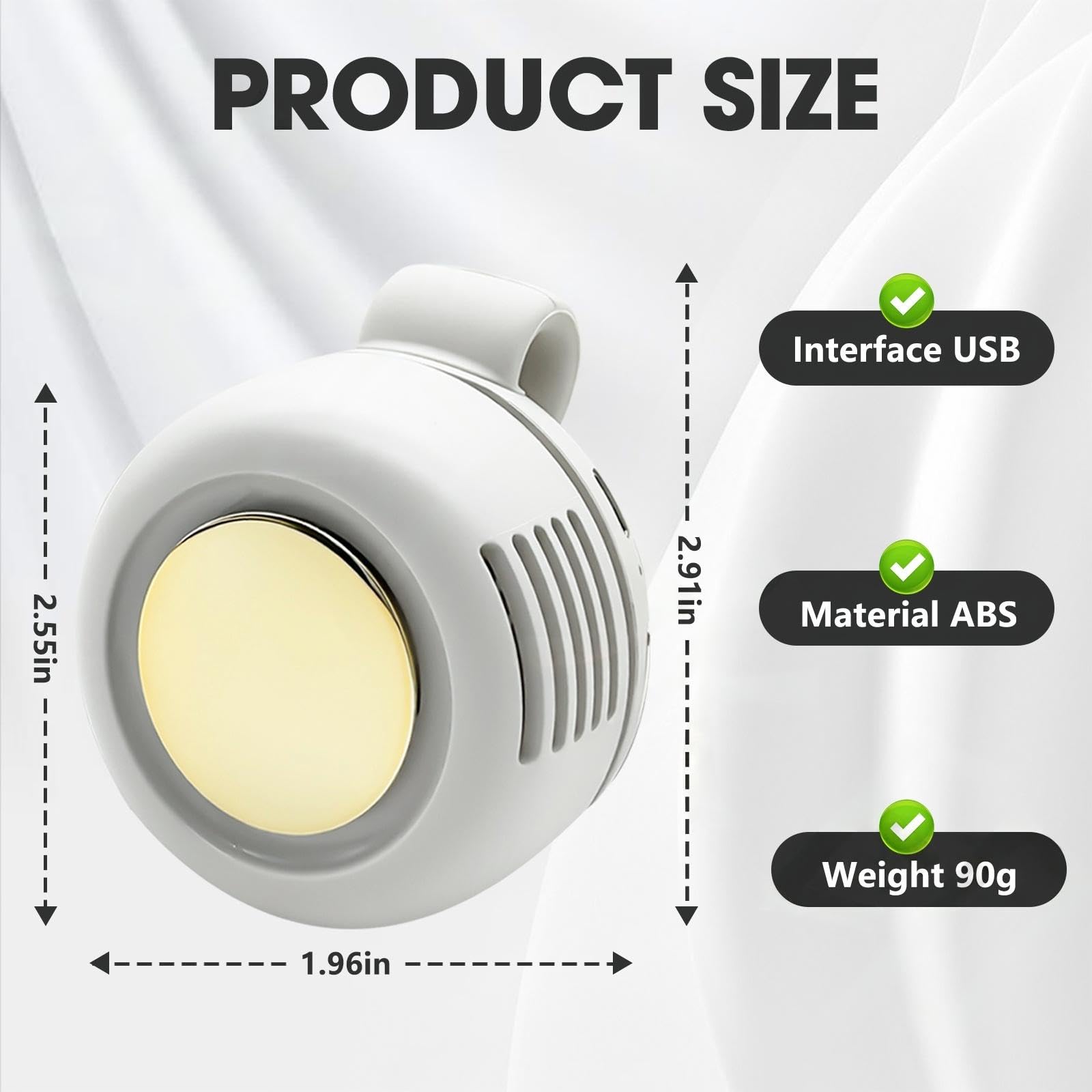 Portable Silent Mini Bladeless Fan Clip On,2025 Upgrade Adjustable 3-Speed Suspended Fans for Waist Neck,Whirlwind Bladeless Fan for Outdoor & Travel & Office, Travel Accessories(White)