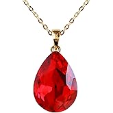 Navachi 18k Gold Plated Water Drop Pear-Shaped Zircon Pendant Necklace 16"+2"