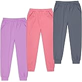 BIG ELEPHANT Girls Jogger Pants with Pockets– Quick Dry, Lightweight Active Lounge Pants for School & Everyday Wear