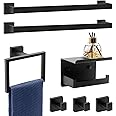 Dorudon atrox Bathroom Hardware Set Towel Bar Set Bathroom Hardware Accessories Set with Towel Bars, Stainless Steel Wall Mounted Bathroom Towel Rack Set Square