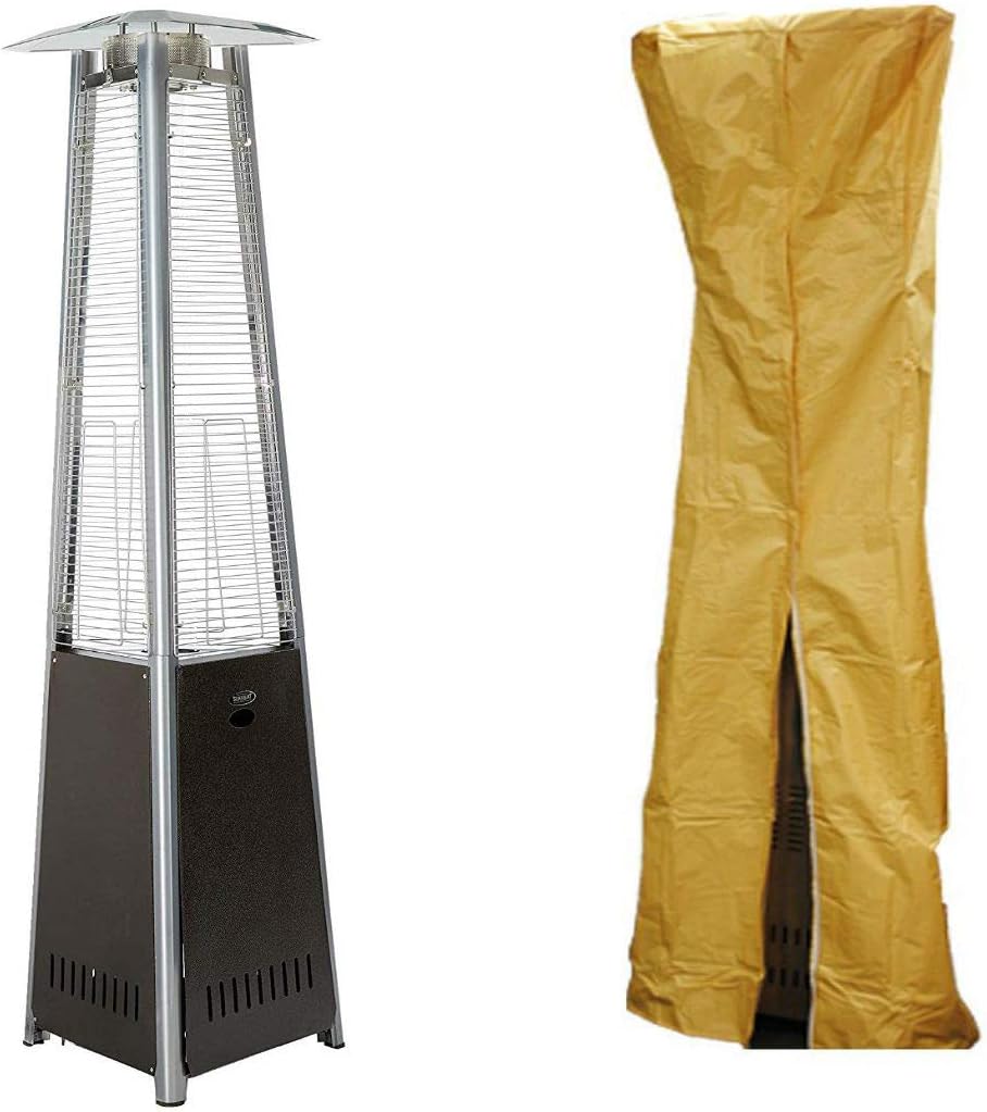Sunheat International (SUNH0 Contemporary Triangle Design Portable Propane Patio Heater with Triangle Patio Heater Cover (Golden Hammered with Yellow Cover)