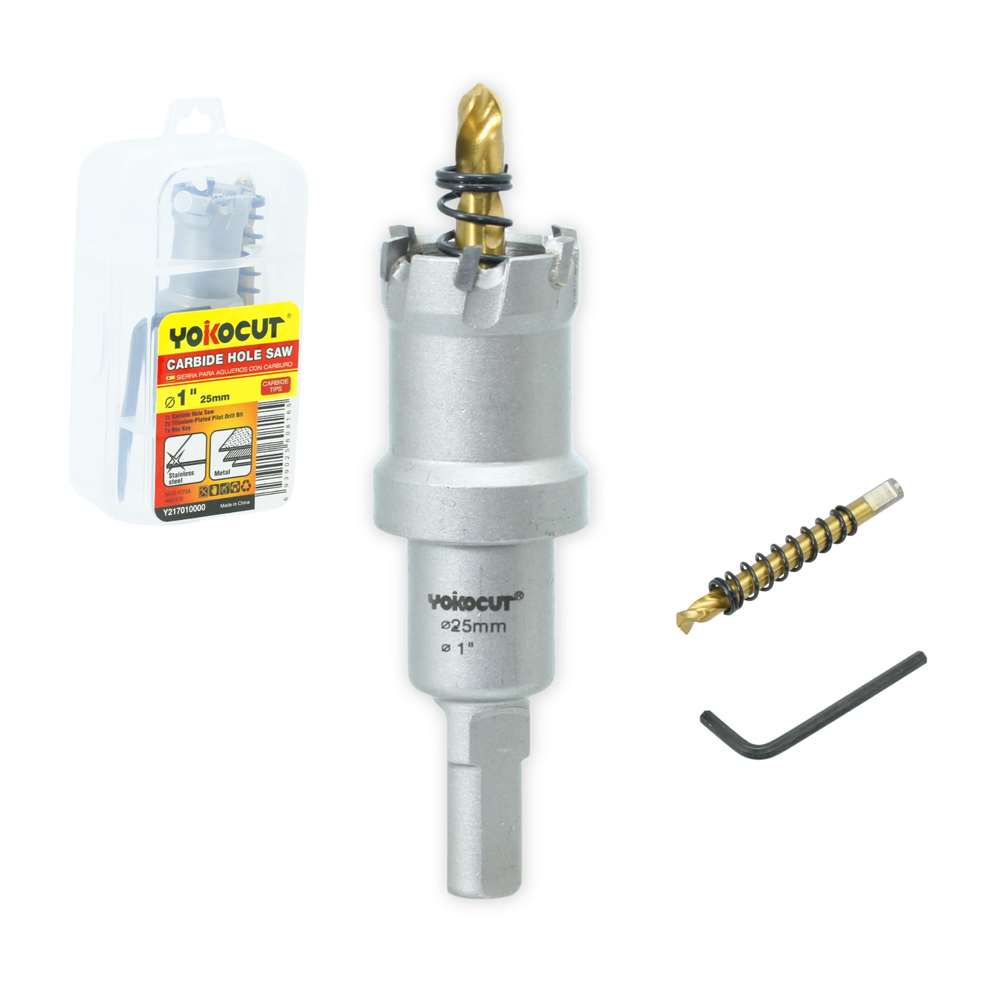 Photo 1 of 1 Inch Carbide Hole Saw, Hole Cutter Carbide Tipped with Pilot Drill Bit, TCT Hole Saws for Stainless Steel, Metal, Iron, Copper, Brass, Plastic, Wood